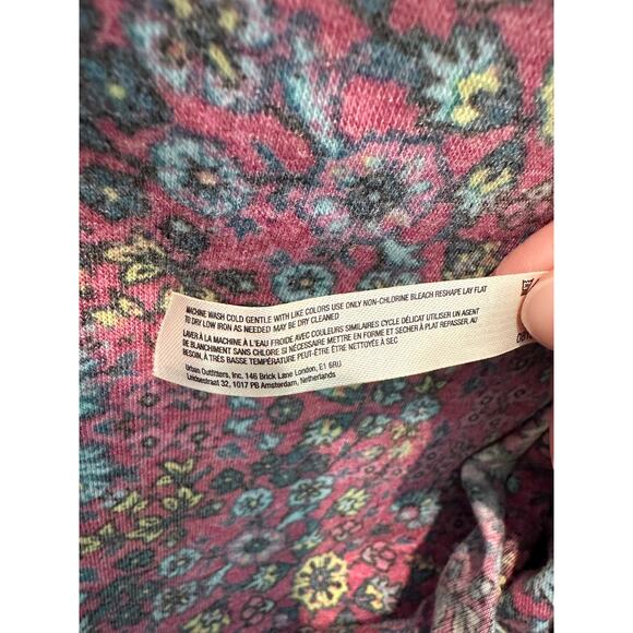 ANTHROPOLOGIE | Daily Practice Pink Floral Long Sleeve Wrap Tie Top | Medium - Picture 7 of 7